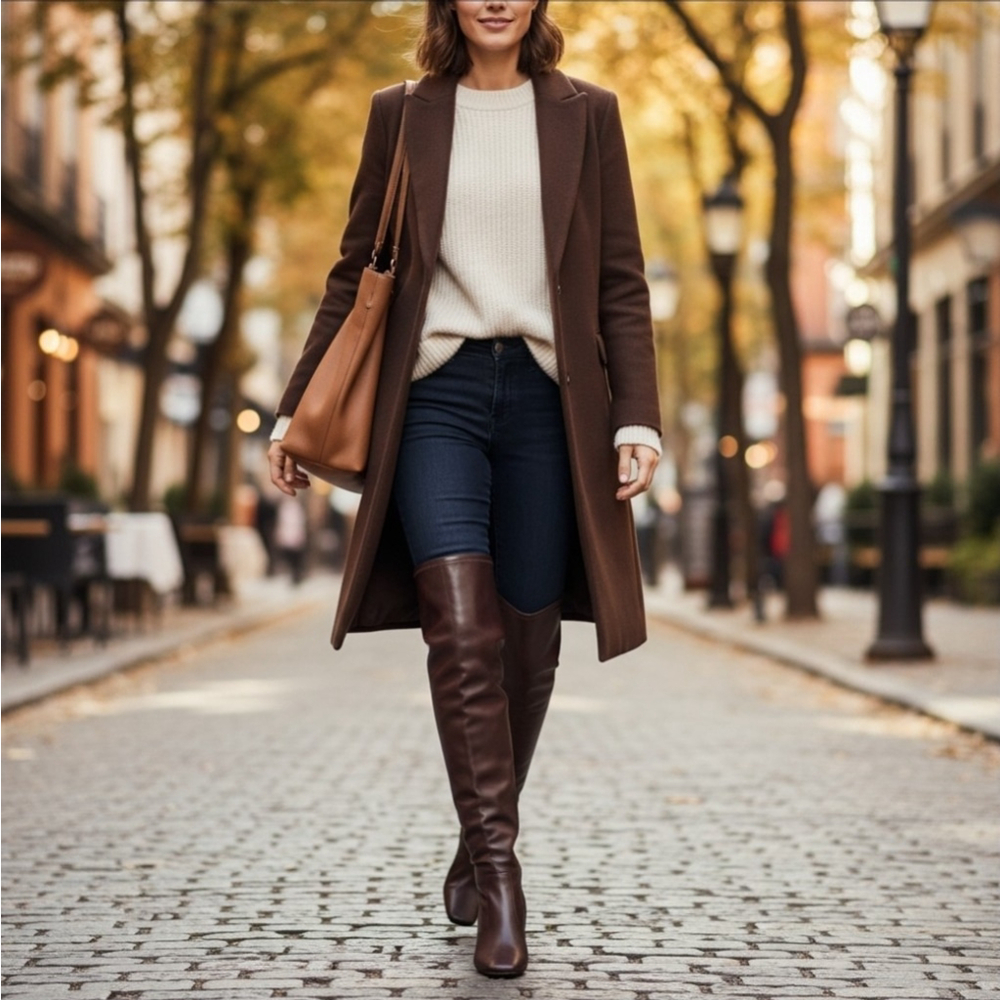 Sarto By Franco Sarto Over the Knee Block Boots 7.5 M WIDE Calf Chocolate Brown - Picture 15 of 16